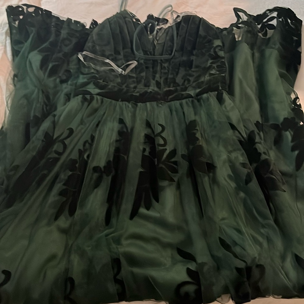 Hunter green floor length dress